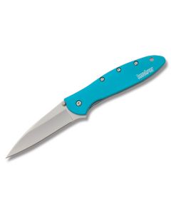 Kershaw Knives Leek with Teal 6061-T6 Aluminum Handles and Bead Blaasted Coated Sandvik 14C28N Stainless Steel 3" Clip Point Plain Edge Blade Model 1660TEAL