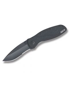 Kershaw Knives Blur with Black 6061-T6 Aluminum Handles and Black DLC Coated Sandvik 14C28N Stainless Steel 3.375" Drop Point Partially Serrated Edge Blade Model 1670BLKST