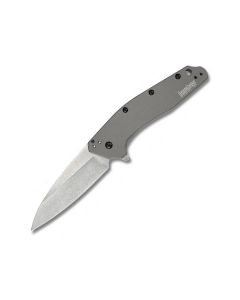 Kershaw Knives Dividend with Grey Anodized Aluminum Handle and Stonewash Coated 420HC Stainless Steel 3" Drop Point Plain Edge Blade Model 1812AL