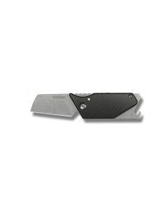 Kershaw Knives Pub with Black Carbon Fiber Handle and Stonewash Coated 8Cr13MoV Stainless Steel 1.625" Sheepsfoot Plain Edge Blade Model  4036CF