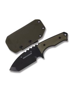 Medford Knives Emperor Fixed Blade with OD Green G-10 Handles and Matte Black Oxide D2 Steel Tanto Plain Edge Blades Model MK50DP-10KO