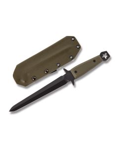 Medford Knives FS Dagger Fixed Blade with Green G-10 Handle and Black PVD Coated D2 Tool Steel 6.50" Dagger Plain Edge Blade with Green Kydex Sheath Model MK89DP10KO