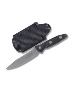 Microtech Socom Alpha Fixed Blade with Black G-10 Handles and Apocalyptic Stonewas Coated ELMAX Steel 5.375" Clip Point Plain Edge Blades Model 113-10AP
