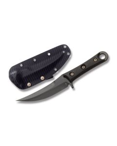 Marfione Customs Borka SBK Assassin with Carbon Fiber Handle and DLC Stonewash Coated Bohler M390 Stainless Steel 5.25" Trailing Point Plain Edge Blade with Custom Carbon Fiber Sheath