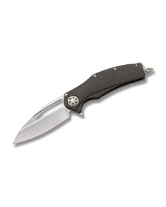 Marfione Customs Mini Matrix with Carbon Fiber and 6AL-4V Titanium Handle with Stonewash Coated M390 Stainless Steel 3.125" Clip Point Plain Edge Blade