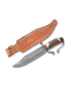 Old Forge Confederate Bowie with Stag Handles and Damascus Steel 10" Bowie Plain Edge Blades