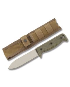 Ontario SK-5 Black Bird with Black G-10 Handle and Satin Coated 154CM Stainless Steel 5" Drop Point Plain Edge Blade with Tan Nylon Sheath Model 7500