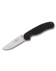 Ontario RAT 1A SP Linerlock with Black G10 Handle and Satin Coated AUS-8A Stainless Steel 3.50" Drop Point Plain Edge Blade Model 8870