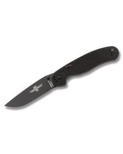 Ontario RAT 1 Linerlock with Black G-10 Handle and Black Satin Coated AUS-8A Stainless Steel 3.50" Drop Point Plain Edge Blade Model 8871