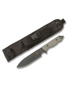 Ontario Ranger Series RAK Assault Knife with Black Micarta Handle and Black Powder Coated 1095 Carbon Steel 6.875" Drop Point Plain Edge Blade with Black Nylon Sheath Model 9414BM