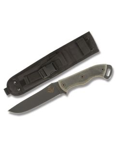 Ontario Ranger TFI with Black Micarta Handle and Black Powder Coated 5160 Carbon Steel 5.125" Drop Point Plain Edge Blade with Black Nylon Sheath Model 9442BM