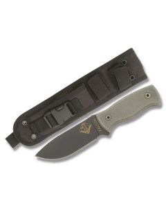 Ontario Ranger Series Falcon with Green Micarta Handle and Black Powder Coated 5160 Carbon Steel 4.375" Drop Point Plain Edge Blade with Black Kydex Sheath Model 9464BM