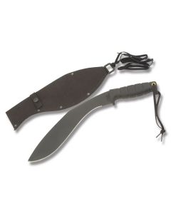 Ontario Tactical Kukri with Black Kraton Handle and Black Powder Coated 1095 Carbon Steel 12.125" Kukri Plain Edge Blade with Black Nylon Sheath Model 6420