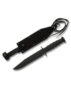 Ontario FF6 Freedom Fighter Fighting Knife with Black Kraton Handle and Black Powder Coated 1095 Carbon Steel 7.938" Clip Point Plain Edge Blade with Black Cordura Sheath Model 8106