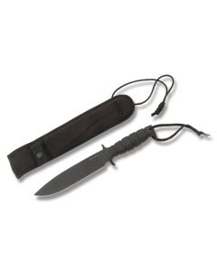 Ontario SP-43 Rifleman Knife with Black Kraton Handle and Black Powder Coated 5160 Carbon Steel 7.938" Drop Point Plain Edge Blade with Black Nylon Sheath Model 8543