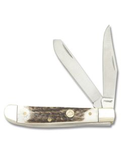 Puma Knives SGB Grand Trapper 3.9" with Stag Antler Handle and Satin Coated 1.41116 Steel Blades