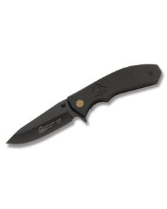 Puma SGB Pounce 3310 with Black Aluminum Handles and Assisted Opening Black Coated German 440A Stainless Steel 3.25" Spear Point Plain Edge Blades Model 6613310