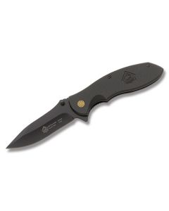 Puma SGB Pounce 3507 with Black Aluminum Handles and Assisted Opening Black Coated German 440A Stainless Steel 3.50" Spear Point Plain Edge Blades Model 6513507