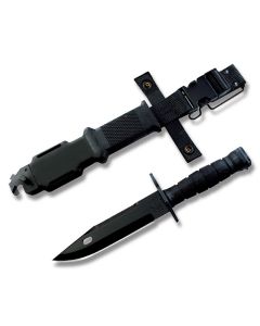 Ontario M9 Bayonet with Black Thermoplastic Handle and Black Zinc Phosphate Coated 420 Stainless Steel 7" Clip Point Plain Edge Blade with Black Glass Filled Nylon Sheath Model 6143