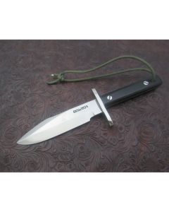 Randall Made Knives Astro model stainless blade with black micarta handle nickel silver double hilt