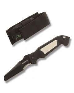 Remington Escape Linerlock with Black Composition Handles and Black Coated 440C Stainless Steel Sheepsfoot Partially Serrated Edge Blades Model 19847