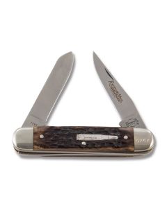 Remington 1993 Bush Pilot Silver Bullet Knife 4.25” with Brown Jigged Bone Handles and 440 Stainless Steel Plain Edge Blades