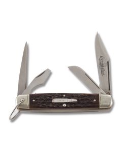 Remington 1994 Camp Silver Bullet Knife 4.875” with Brown Jigged Bone Handles and 440 Stainless Steel Plain Edge Blades 