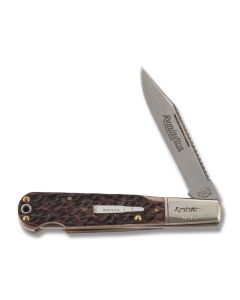 Remington 2000 The Navigator Silver Bullet Lockback Knife 5” Brown Jigged Bone Handles and 440 Stainless Steel Plain Edge Blades