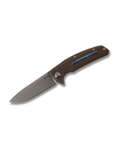 Reate Knives Epoch Folding Knife with Bronze Finish 6AL4V Titanium Handle and Bead Blasted Coated CTS-204P Steel 3.75" Drop Point Plain Edge Blade Model EPOCHBRZ