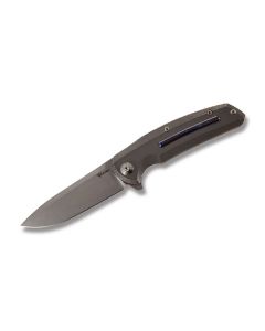 Reate Knives Epoch Folding Knife with Stonewash Coated 6AL4V Titanium Handle  and Stonewash Coated CTS-204P Steel 3.625"" Drop Point Plain Edge Blade Model EPOCHSTW
