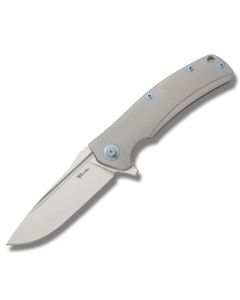 Reate Horizon with Titanium Handles and Satin Coated M390 Stainless Steel 3.75" Drop Point Plain Edge Blade Model HORIZONTI