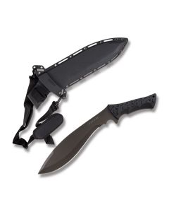 Schrade SCHF48 Jethro with Black TPE Handle and Titanium-Nitride Coated 8Cr13MoV Stainless Steel 11.938" Machete Plain Edge Blade with Black Molded Thermoplastic Sheath Model SCHF48