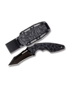 Schrade SCHF63B Fixed Blade with Black TPE Handle and Black Coated AUS-8 Stainless Steel 3.50" Tanto Tip Plain Edge Blade with Black Glass-Filled Nylon Sheath Model SCHF63B