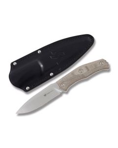 Steel Will Gekko with Micarta Handles and N690Co Steel 4.33” Spear Point Plain Edge Blade and Leather Sheath Model 1510