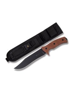 Steel Will Cheiftain with Terracotta Micarta Handles and Black Traction Coated 1095 Carbon Steel 7.48” Clip Point Plain Edge Blade and Nylon Sheath Model 1620