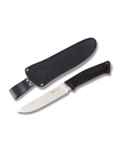 Steel Will 270 Druid with Black TPE Handle and Satin Coated 9Cr18MoV Stainless Steel 6.125" Drop Point Plain Edge Blade with Black Leather Sheath Model 270