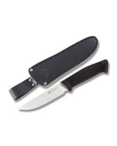 Steel Will Druid with Black TPE Handle and Satin Coated 9Cr18MoV Stainless Steel 4.50" Drop Point Plain Edge Blade with Black Leather Sheath Model 275