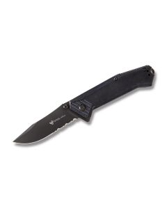 Steel Will Onrush Folding Knife with Black G-10 Handle and Black PVD Coated N690Co Steel 3.625" Drop Point Partially Serrated Edge Blade Model 632S