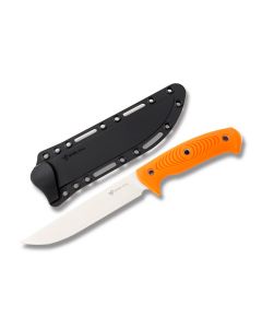 Steel Will Roamer Fixed Blade Knife with Orange TPE Handle and Satin Coated 9Cr18MoV Stainless Steel 6.439" Drop Point Plain Edge Blade with Balck Nylon Sheath Model 3751OR