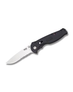 SOG Flash II with Black Zytel Handle and AUS-8 Stainless Steel 3.50" Modified Drop Point Partially Serrated Blade Model FSA98-CP