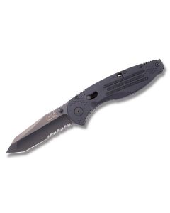 SOG Aegis Tanto Folder with Black Zytel Handle and AUS-8 Stainless Steel 3.50" Tanto Partially Serrated Blade Model AE04-CP