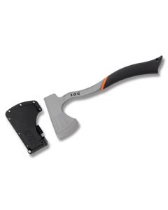 SOG Base Camp Axe with Thermal Molded Rubber Handle and 1055C Carbon Steel 3.375" Axe Plain Edge Blade 