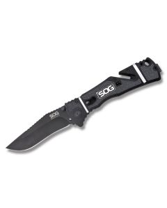 SOG Trident Elite with Glass Reinforced Handle and Black Coated AUS-8 Stainless Steel 3.688"  Drop Point Plain Edge Blade Model TF102-CP