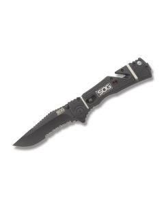 SOG Trident Elite with Glass Reinforced Handle and AUS-8 Black Coated Stainless Steel 3.75" Clip Point Partially Serrated Blade Model TF106-CP