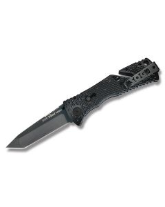 SOG Tanto Trident Folder with Black Zytel Handle  and AUS-8 Stainless Steel 4" Tanto Plain Edge Blade Model TF7-CP