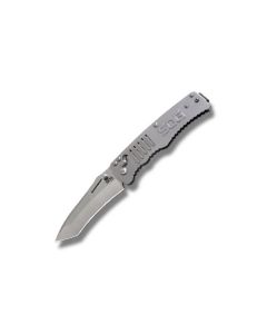 SOG Knives Targa Folding Knife with Satin Coated Stainless Steel Handle and Satin Coated VG-10 Stainless Steel 3.50" Modified Tanto Tip Plain Edge Blade Model TG1001BX