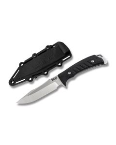 SOG Knives Pillar Fixed Blade with Black Canvas Micarta Handle and Satin Coated S35VN Stainless Steel 5" Clip Point Plain Edge Blade with Black Kydex Sheath Model UF1001-BX