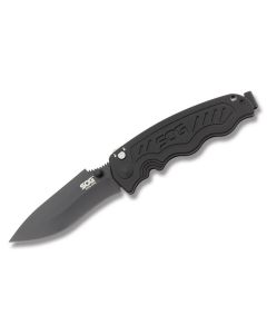 SOG Zoom Mini with Anodized Aluminum Handle and TiNi Finished AUS-8 Stainless Steel  3.188" Drop Point Plain Edge Blade Model ZM1002-CP