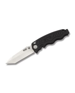 SOG Zoom Mini Tanto with Anodized Aluminum Handle and AUS-8 Stainless Steel 3.125" Tanto Plain Edge Blade Model ZM1003-CP