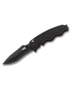 SOG Zoom with Anodized Aluminum Handle and TiNi Finished AUS-8 Stainless Steel 3.625" Drop Point Plain Edge Blade Model ZM1012-CP